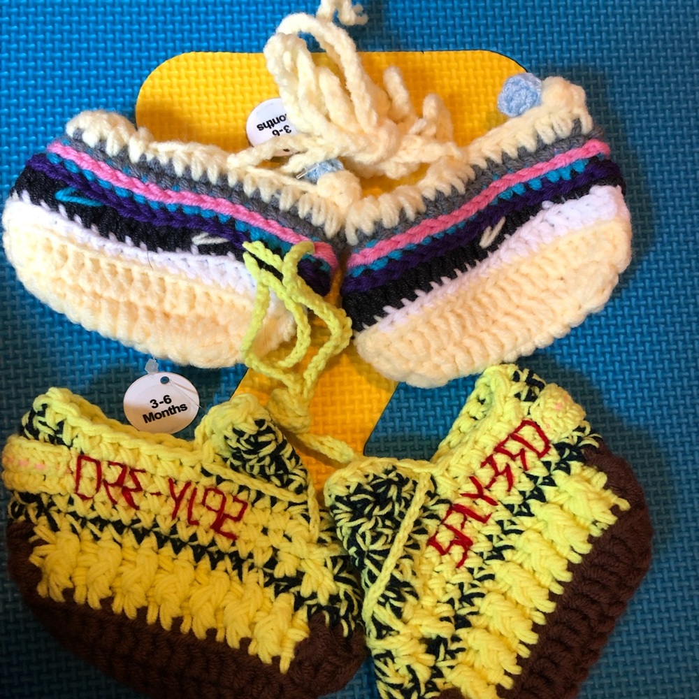 Two pair of crochet shoes